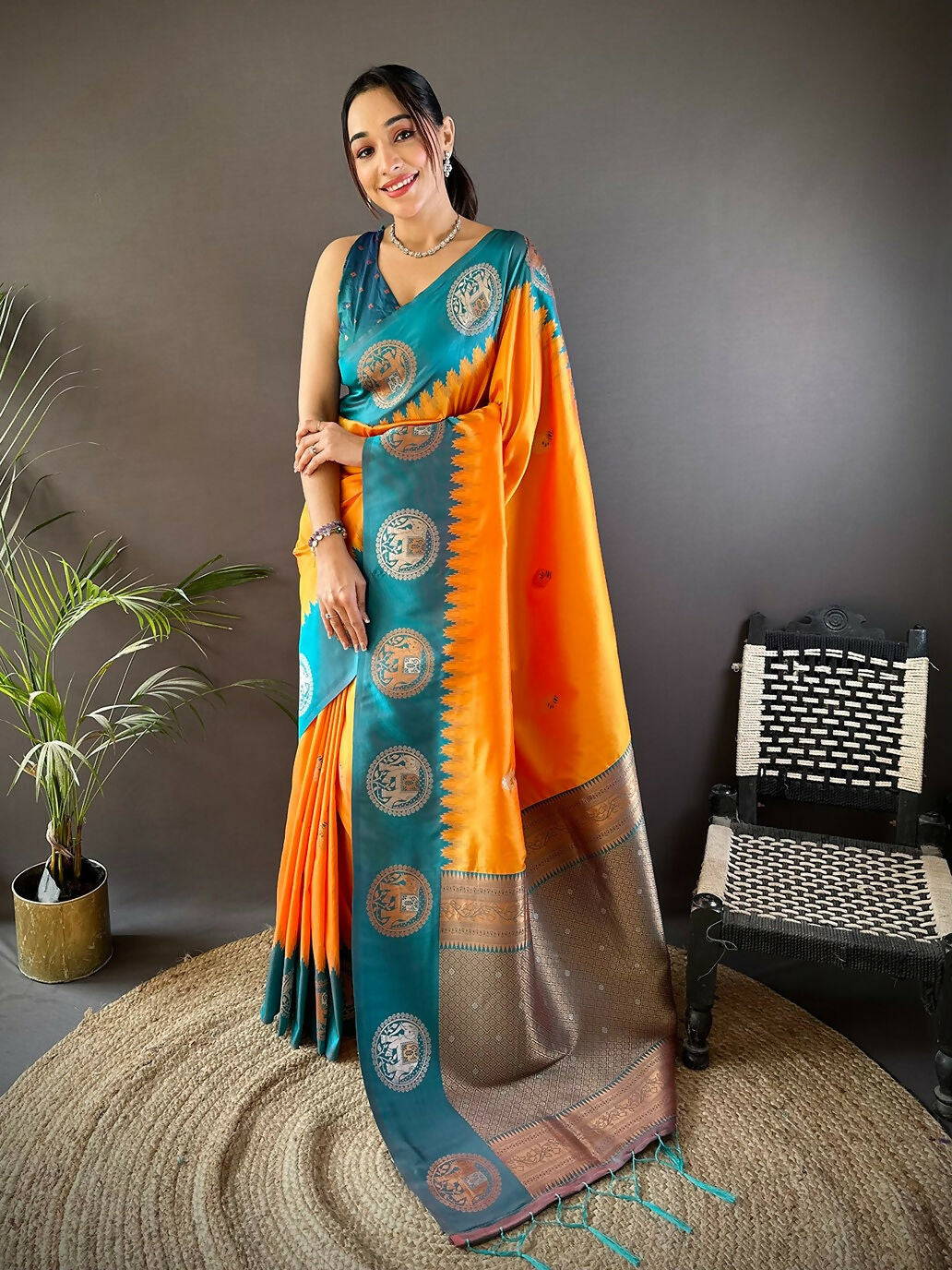 Joban Fashion Teal Butti Banarasi Silk Sarees