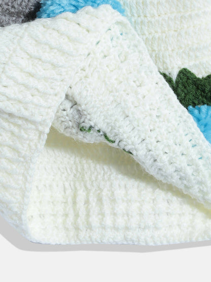 Chutput Kids Woollen Hand Knitted Full Sleeves Bunny Detail Cardigan For Baby Boys - Cream