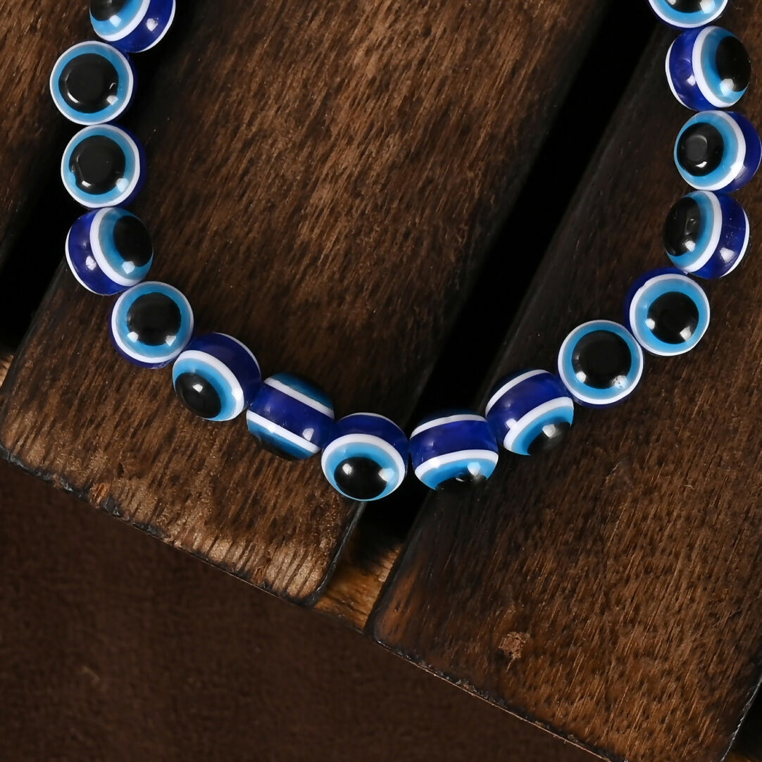 NVR Women & Men Blue Evil Eye Rakhi With Roli Chawal