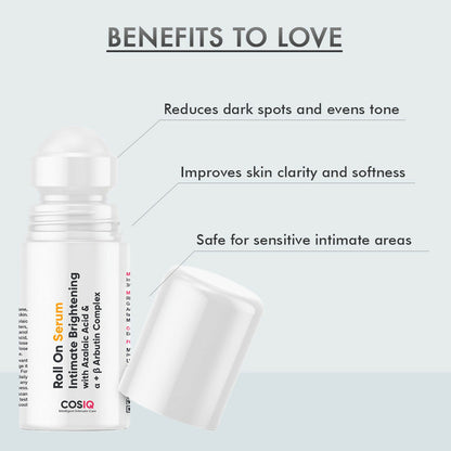 Cos-IQ Intimate Brightening Roll-On Serum, With Azelaic Acid & Alpha + Beta Arbutin Complex