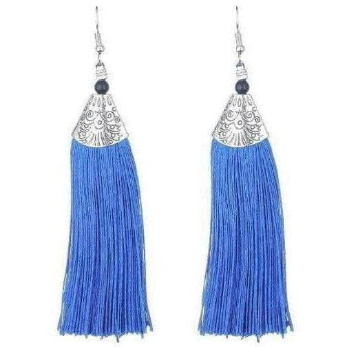 MS Fashion India Muskan Fancy Blue Tassel Long Drop Earrings