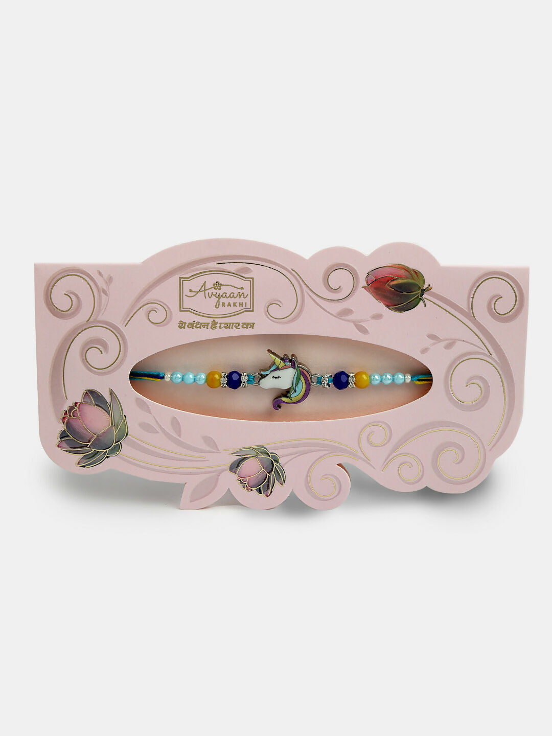 NVR Kids Set of 4 Multicolor Evil Eye & Artificial stone and beads Rakhi With Roli Chawal