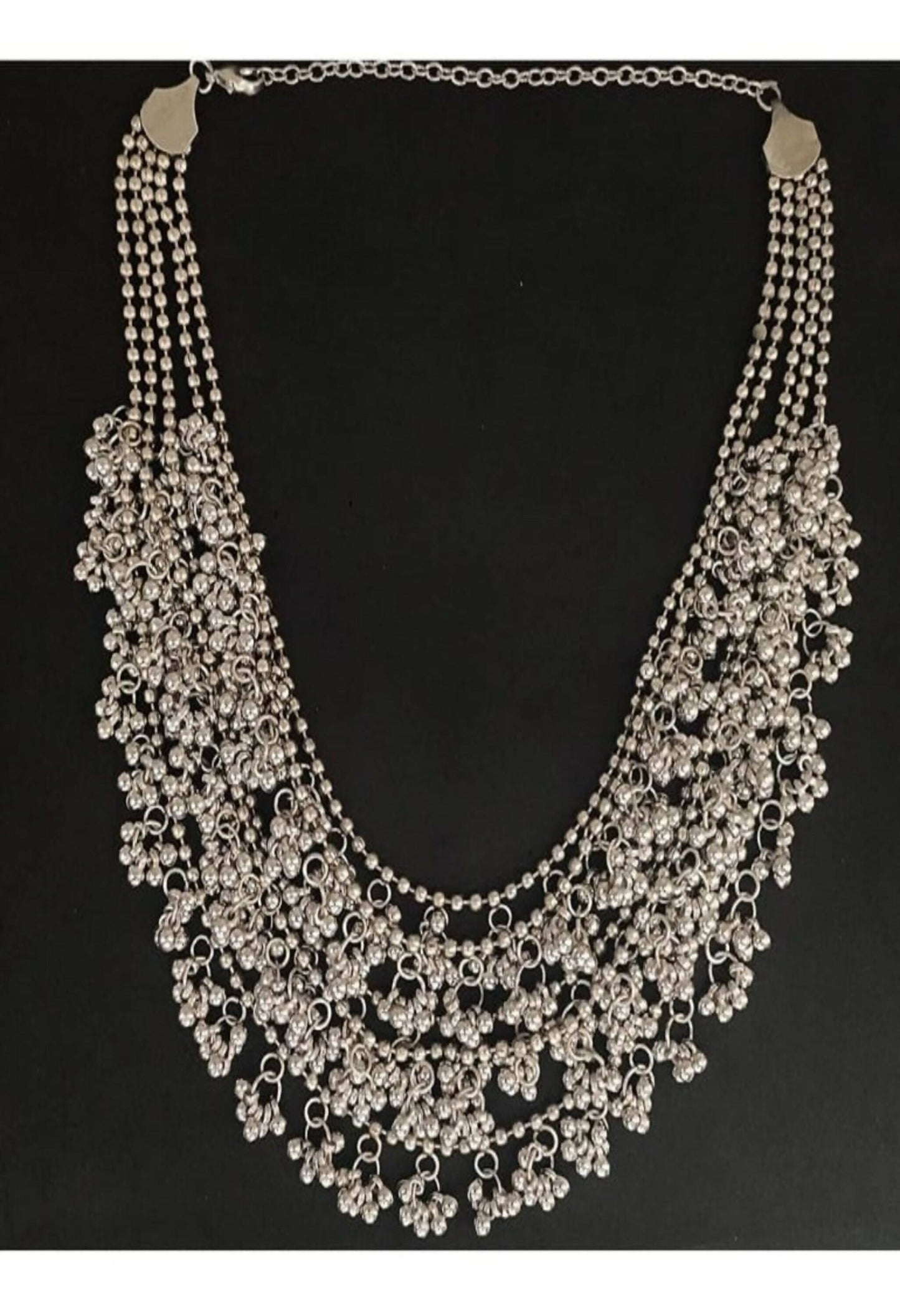Mominos Fashion Johar Kamal Oxidised Silver-Plated Brass Finish Ghungroo Necklace with Earrings For Women