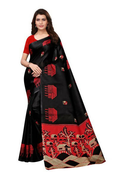 Vamika Latest Black Color Kalamkari With Jhalar Khadi Silk Saree