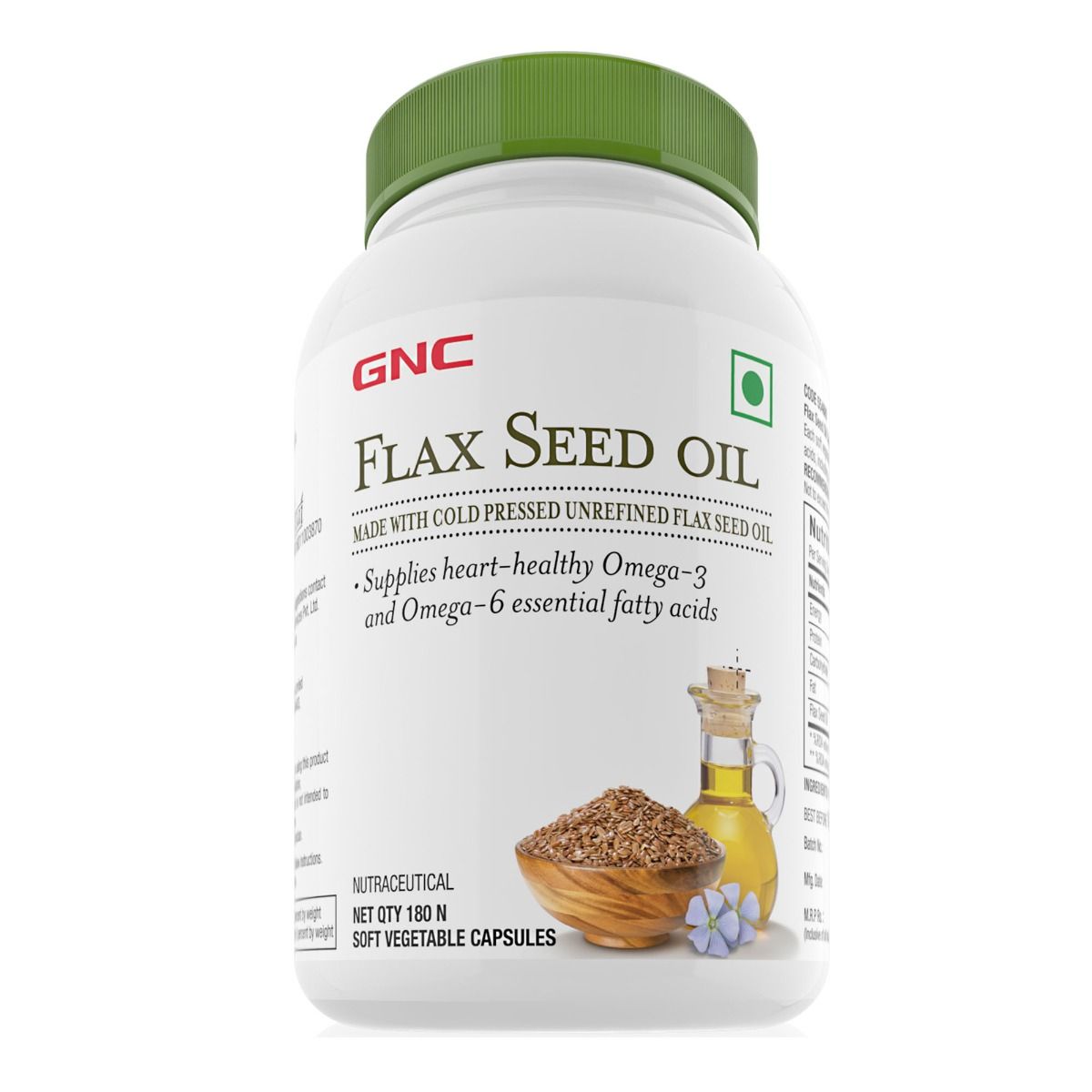 GNC Flax Seed Oil Vegetarian Capsules 1000 mg - 180 Tabs