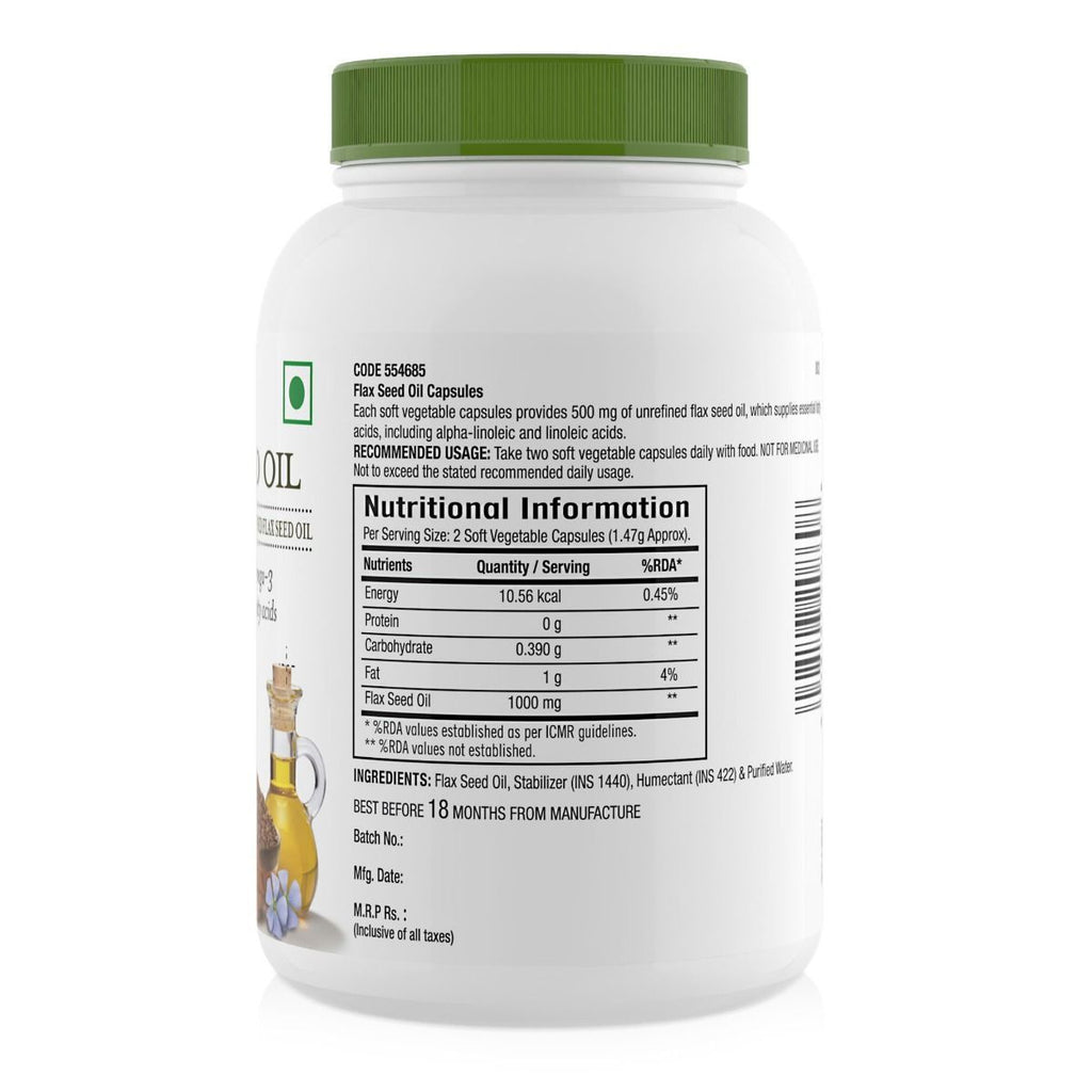 GNC Flax Seed Oil Vegetarian Capsules 1000 mg - 180 Tabs