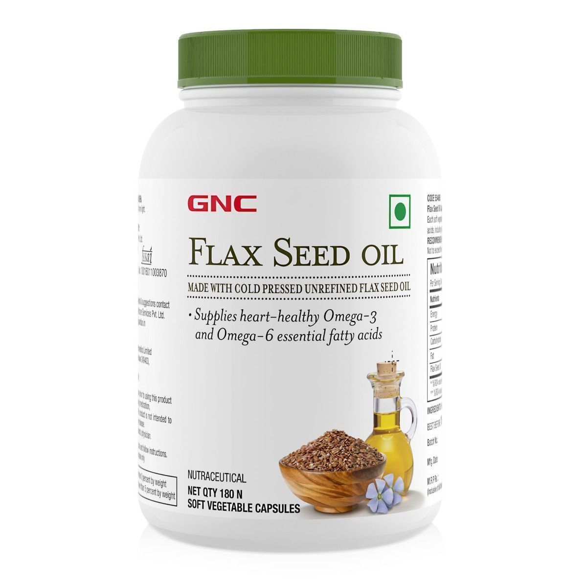 GNC Flax Seed Oil Vegetarian Capsules 1000 mg - 180 Tabs