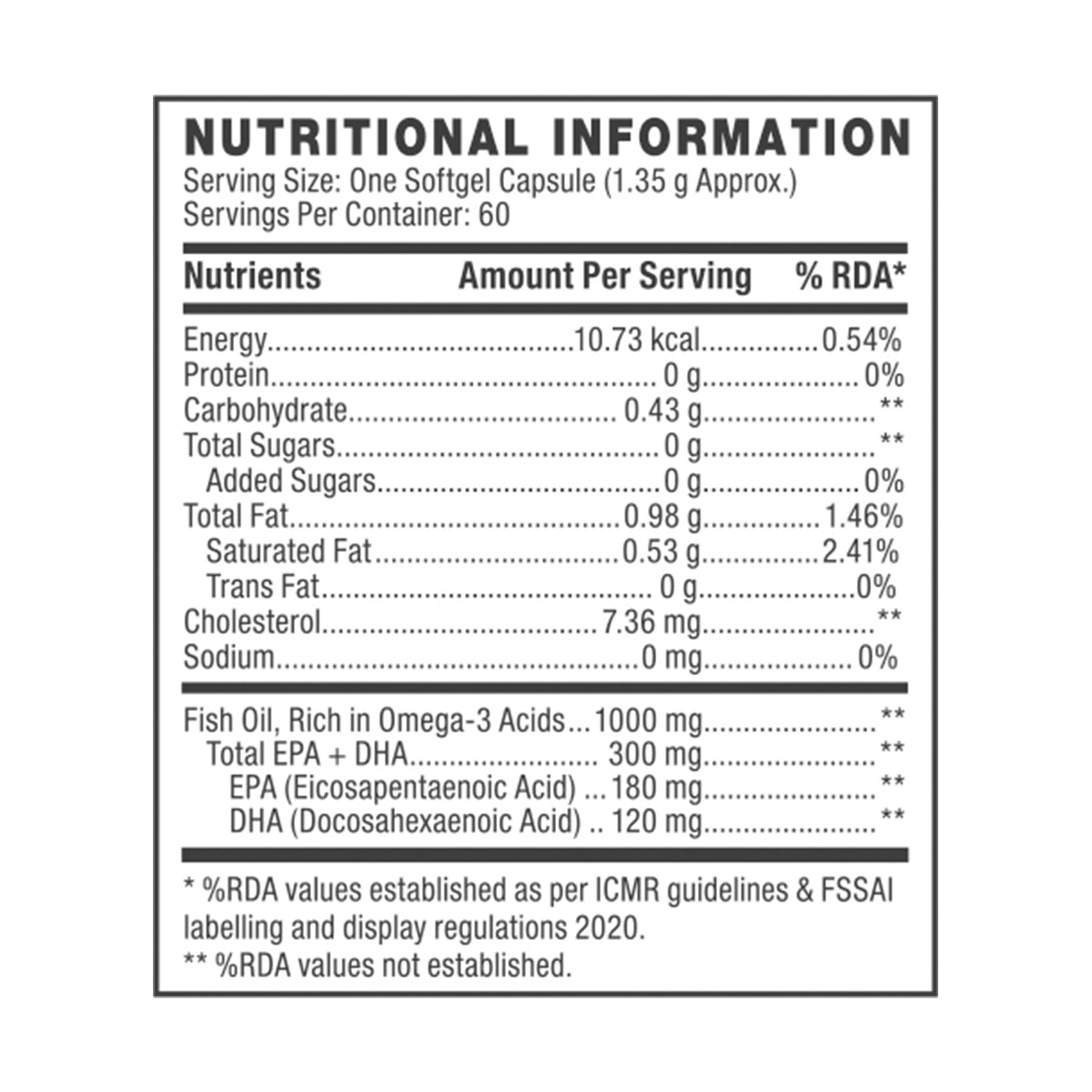GNC Fish Body Oil Omega-3 Vegetarian Capsules - 60 Caps