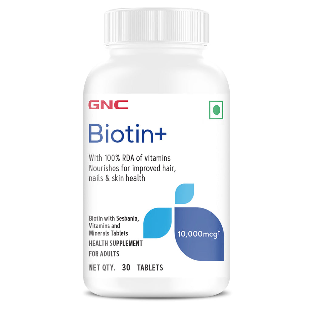 GNC Biotin 10,000mcg  Reduces Hair Fall & Promotes New Hair Growth - 30 tabs