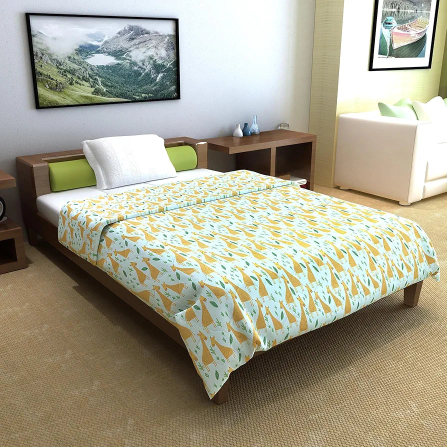 Divine Casa 120 GSM Cotton Single Bed Comforter Soft & Lightweight Reversible All-Season Blanket Colour Misty Jade