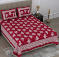 Colorish Floral 144 TC 100% Cotton Double Bedsheet with 2 Pillow Covers | Burgundy