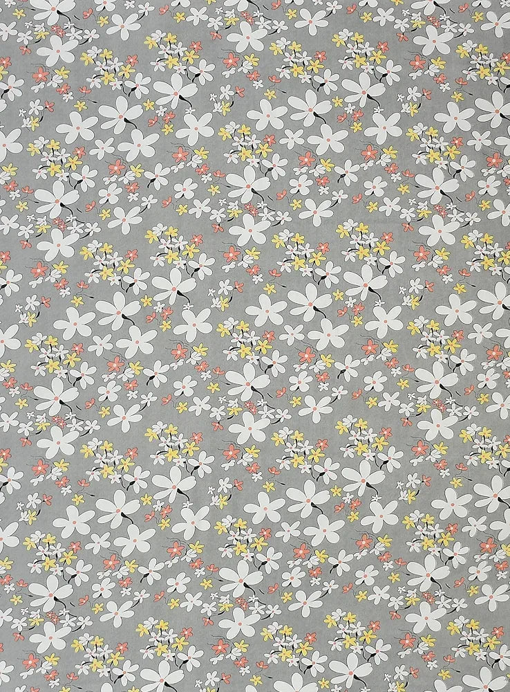 Homefab India 180 TC Microfiber Single BedSheet with 1 Pillow Cover Light Grey Floral