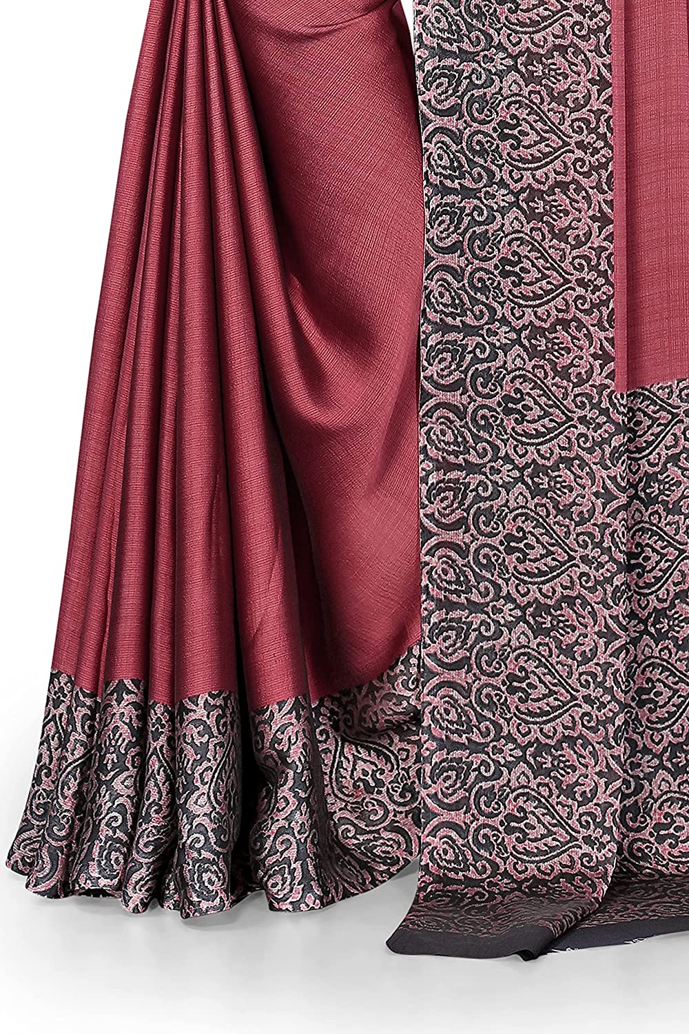Mirchi Fashion Women's Pink & Black Printed Chiffon Saree