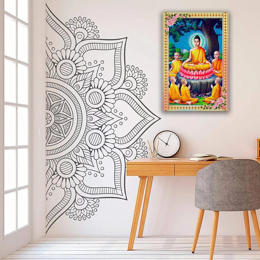 Rangoli MDF Wall Stick Decorative Panel 12x18 Wall Art P-1 Design-24