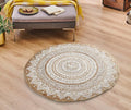 Sashaa World Handwoven Jute Natural Reversible Rugs Round Braided Floor Carpet Mat