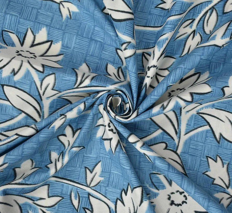 Homefab India 160 TC Glace Cotton Single BedSheet with 1 Pillow Cover Blue Floral
