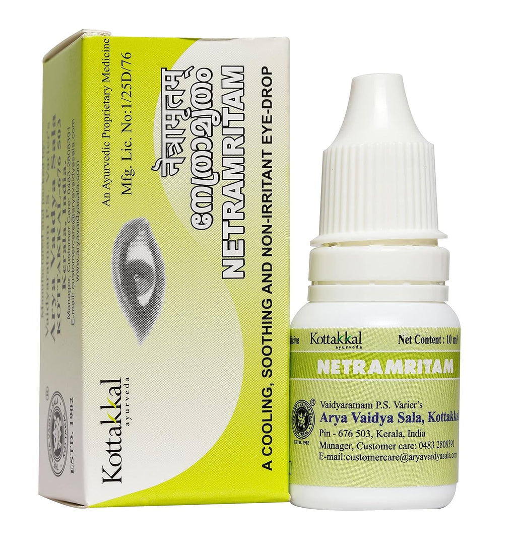Kottakkal ayurvedaÂ® Netramritam - 10 ml, Liquid Eye Drops For Healthy Eyes, With Natural Ingredients