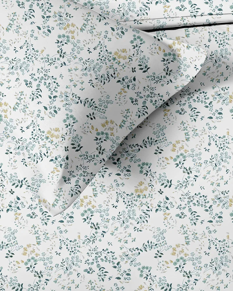 Trance Home Linen 180Tc 100% Cotton 78"X72" Standard King Size Elastic Fitted Bedsheet Printed King Bed Size With 2 Pillow Covers 180 TC Colour Huvu Blue
