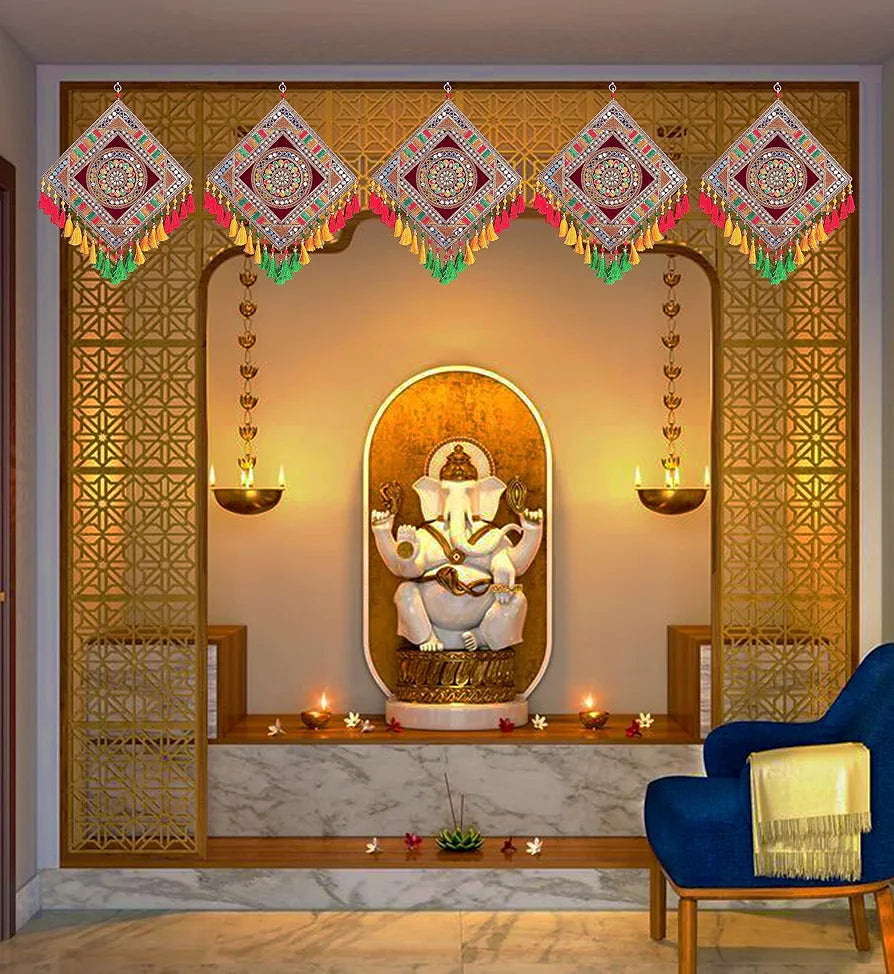 Reptum Decor Velvet Traditional Rangoli Design Wall Hanging square-1