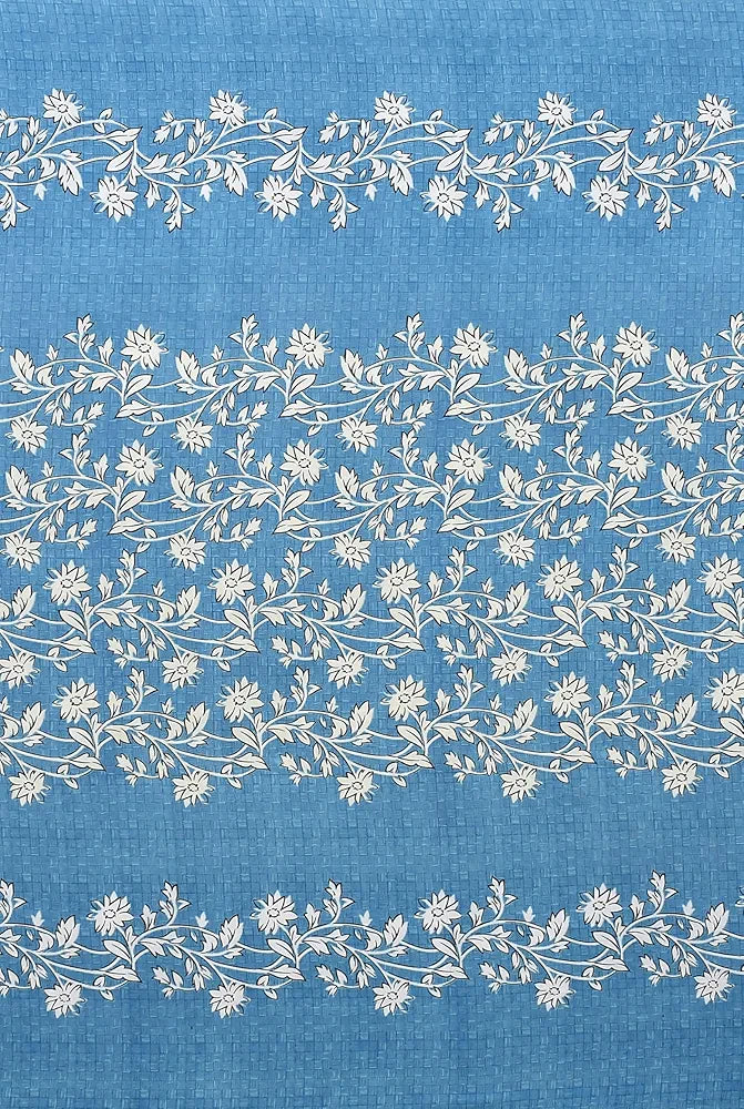Homefab India 160 TC Glace Cotton Single BedSheet with 1 Pillow Cover Blue Floral