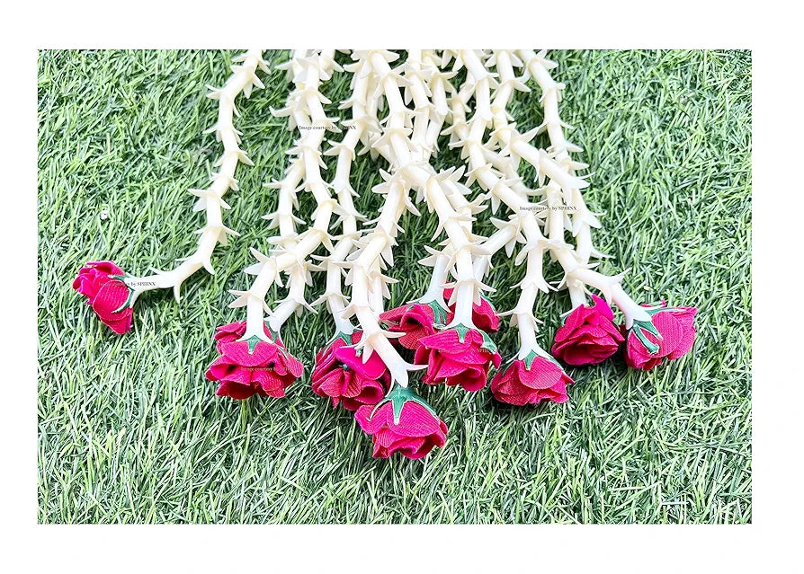 Artificial Rajnigandha Buds Rose Strings Approx 2.5 ft Height Dark Pink/Rani