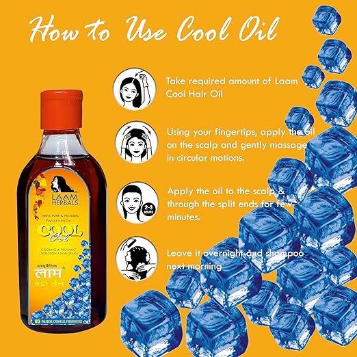 Laam Herbals Ayurvedic Cool Hair Oil Relives Tension - 100 ml