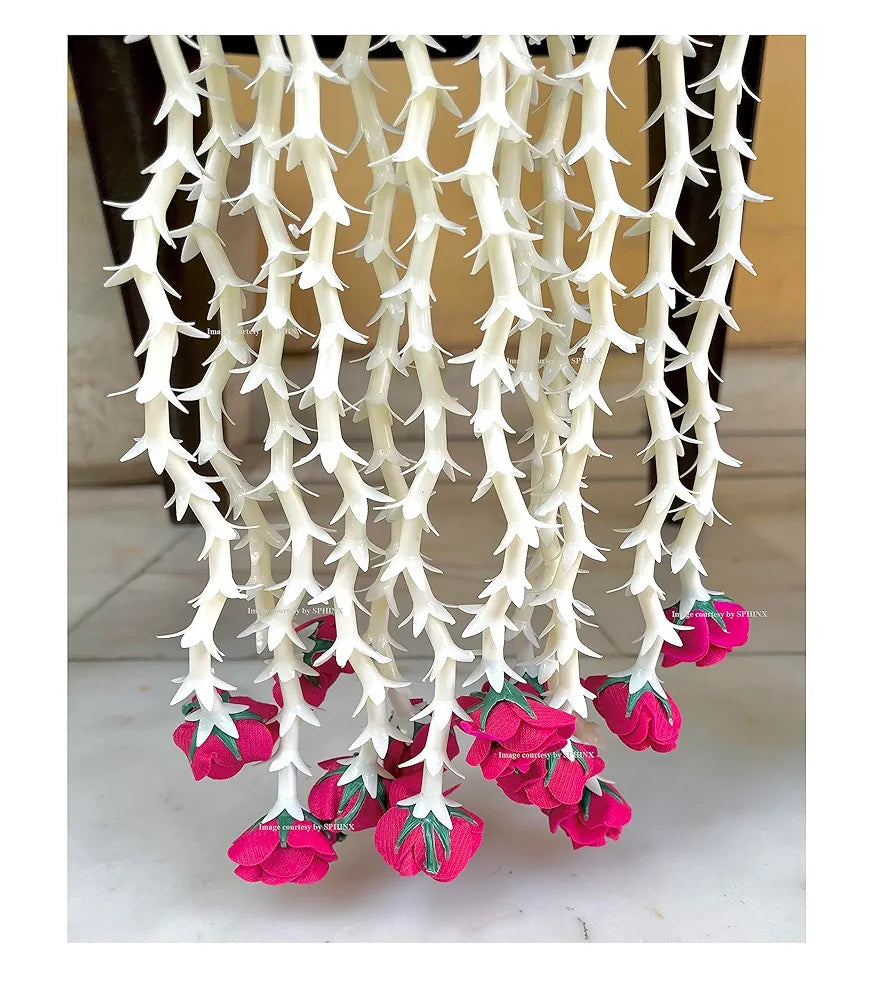 Artificial Rajnigandha Buds Rose Strings Approx 2.5 ft Height Dark Pink/Rani
