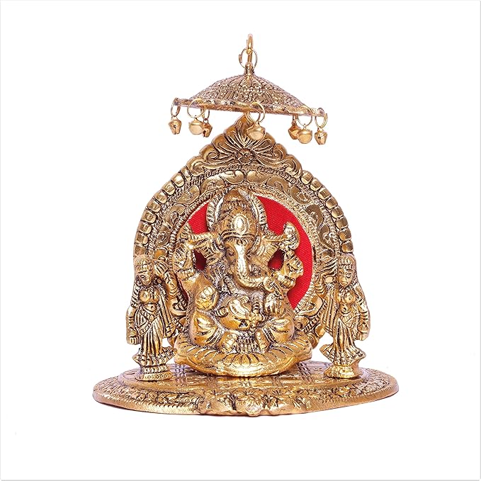 KridayKraft Riddhi Shiddhi Ganesha Metal Statue for Temple Pooja Ganesh Murti Decorative