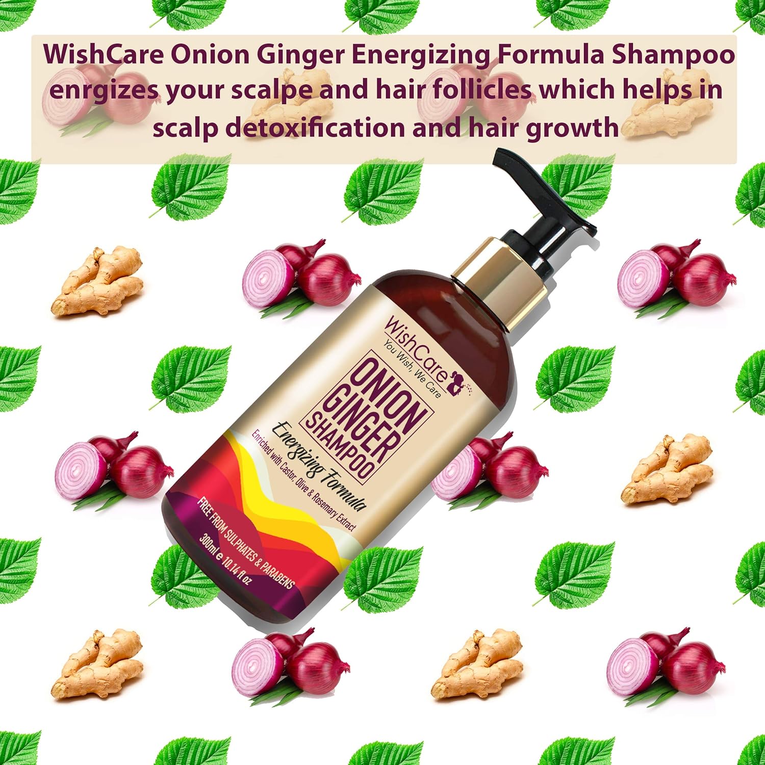 WishCare Onion Ginger Shampoo - 300 ml