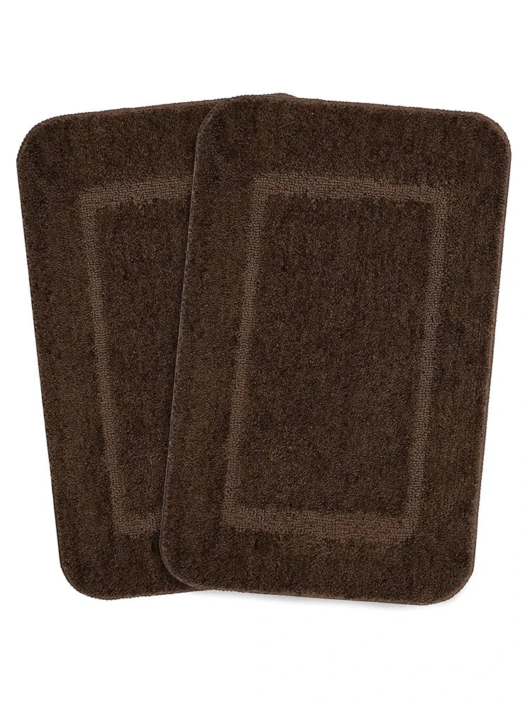 Saral Home Good Morning Mat Soft Anti-Skid Colour Brown (Pack of 2)