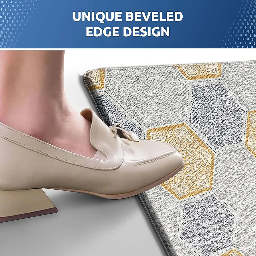 Luxe Home Columbo Anti-Fatigue Kitchen Mat Non-Slip Cushioned Comfort Mat Hexagonal Tile Pattern Standing Desk Mat Colour Honeycomb