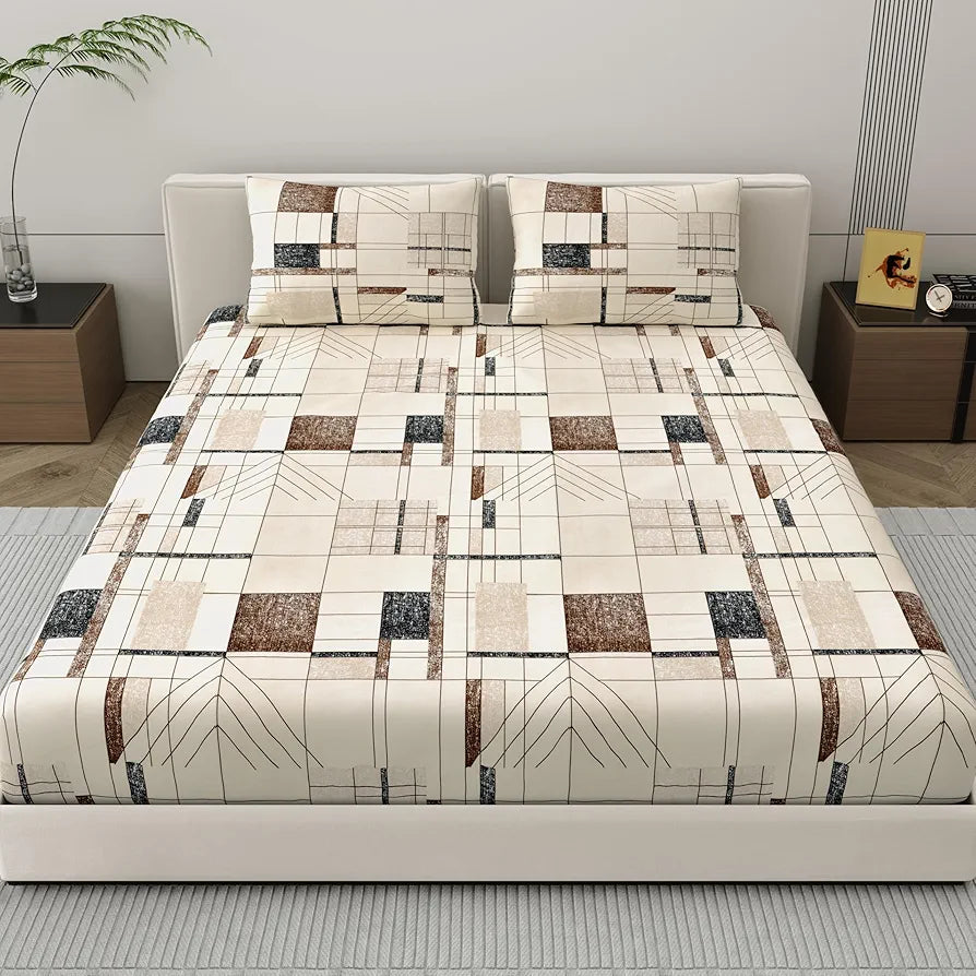 Dreamscape Microfiber Wrinkle & Fade Resistant Double Bedsheet with 2 Pillow Covers Desert Sand