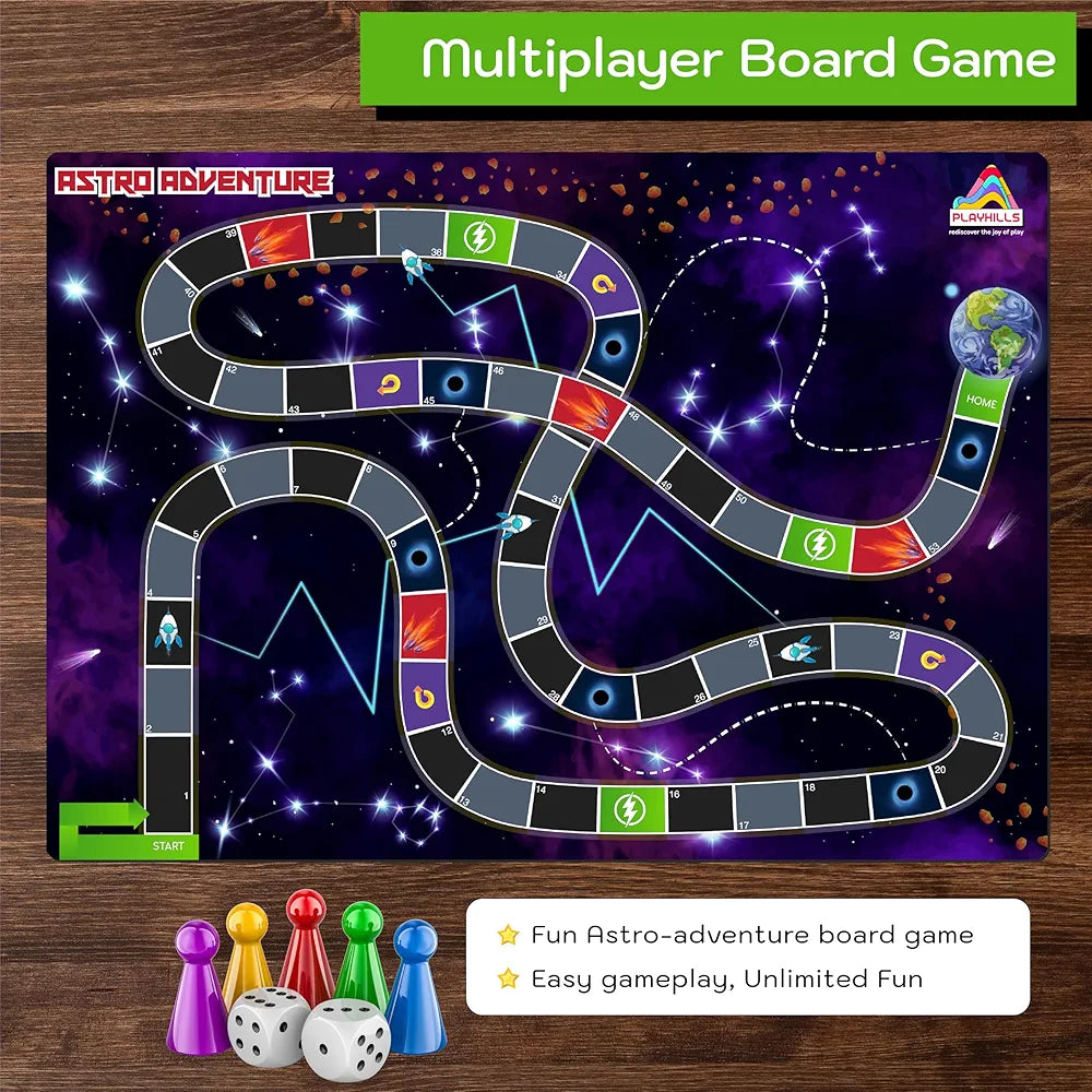 Playhills 2-in-1 Solar System Puzzle and Board Game for Kids 108 Pcs Educational Jigsaw with Astro Adventure Play Fun Learning Gift for Boys and Girls