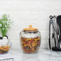 Femora Kitchen Storage Jars Embossed Glass Jar With Wooden Lid & Jute Chain Air Tight Jar | 2000 Ml | Pack of 1 Jar