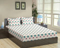 Trance Home Linen 180Tc 100% Cotton 78"X72" Standard King Size Elastic Fitted Bedsheet|Printed King Bed Size With 2 Pillow Covers 180 TC Colour Ambari Teal