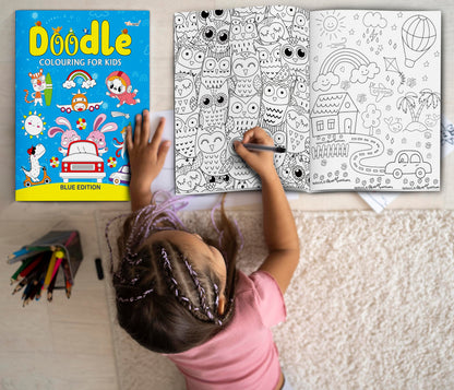 Doodle Colouring For Kids - Blue Edition : Kids Colouring Book, Colouring Book For Toddlers, Fun Learning Colouring Book, Colouring Book For Young Learners