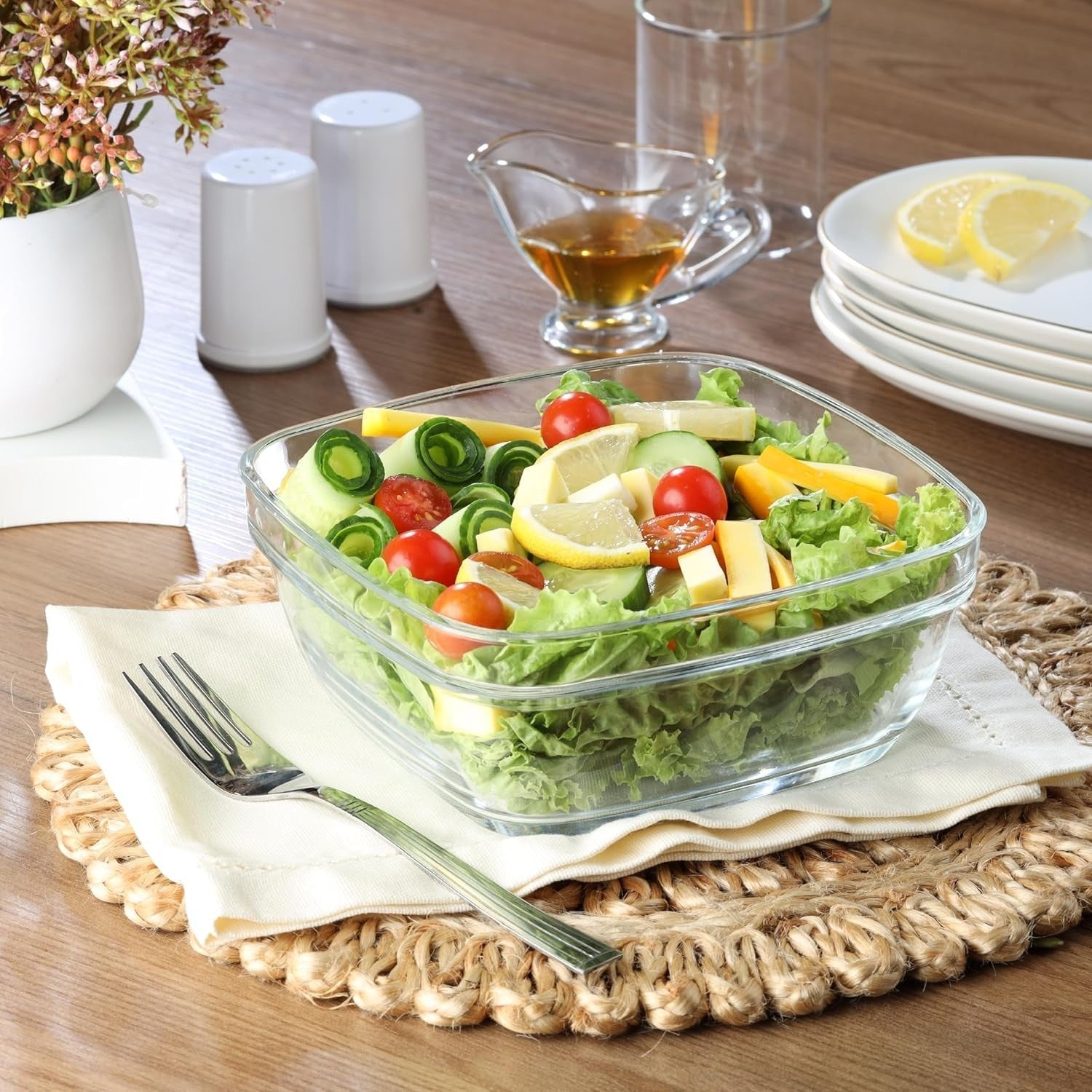 Cello Nadir Square Serving Glass Bowl for Kitchen 1100 ml