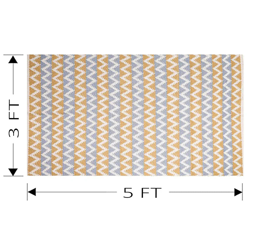 Sajavat Home Cotton Rectangular Floor Rug Colour Yellow