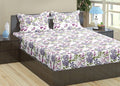 Trance Home Linen 180Tc 100% Cotton 78"X60" Standard Queen Size Elastic Fitted Bedsheet Printed Queen Bed Size With 2 Pillow Covers 180 tc Colour Huvu Lilac