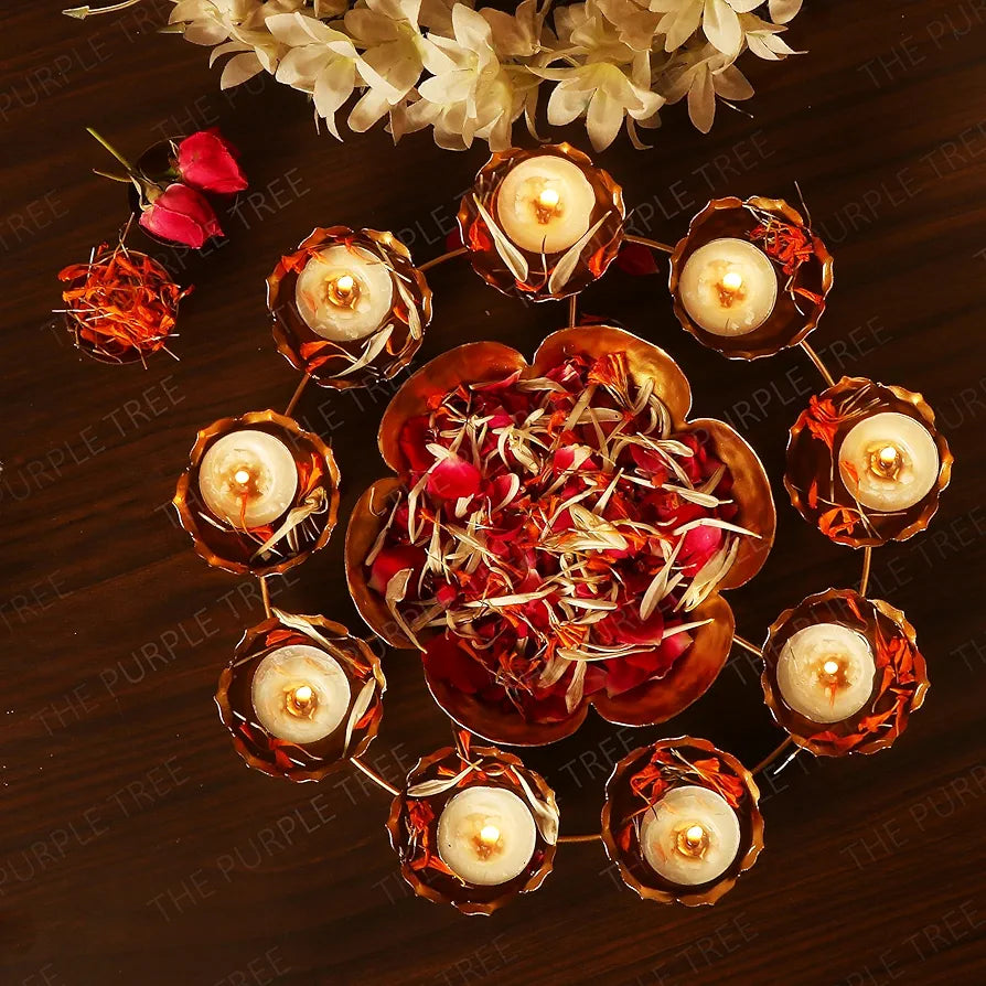 The Purple Tree Beautiful Handcrafted Rangoli Urli Bowl for Floating Flowers and Tea Light Candles Rangoli Urli
