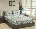 Trance Home Linen 180TC 100% Cotton 78"x72" Standard King Size Elastic Fitted Bedsheet Printed King Bed Size with 2 Pillow Covers Colour Malhaar Teal