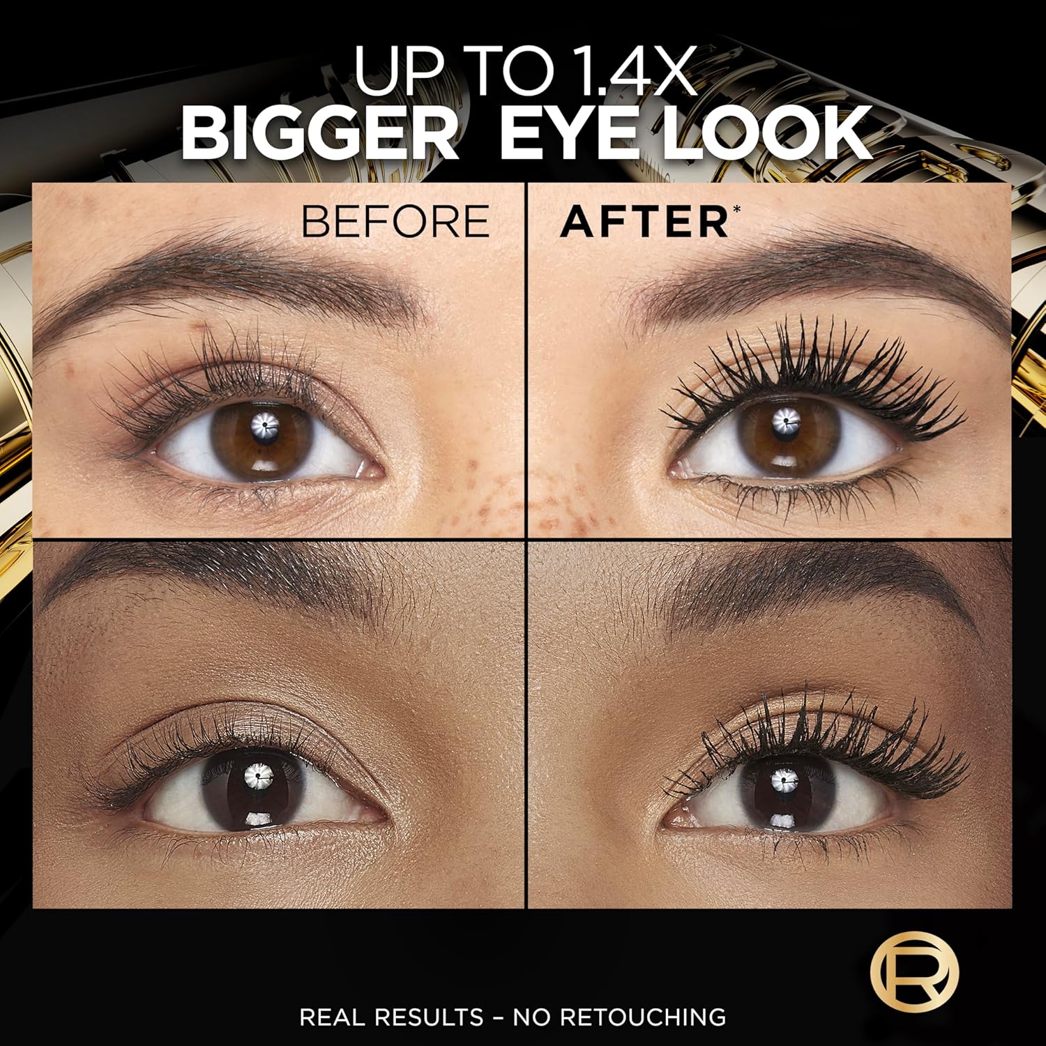 Lâ€™Oreal Paris Voluminous Panorama Waterproof Mascara Volumizing, Clump Free, Smudge free, Long-lasting, Black, 9.9ml