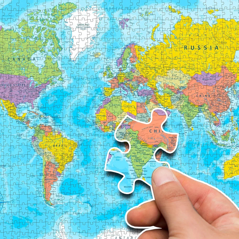 Hello Friend World Map Jigsaw Puzzles 1000-Piece for Kids and Childrens Educational Challeging World Map