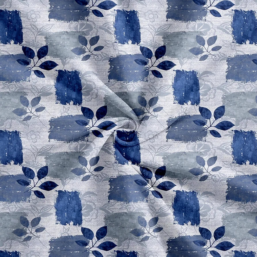 Trance Home Linen 100% Cotton 144Tc Elastic Fitted Bedsheet Printed Single Bed Size Bedspread with 1 Pillow Cover Colour Blue Beech
