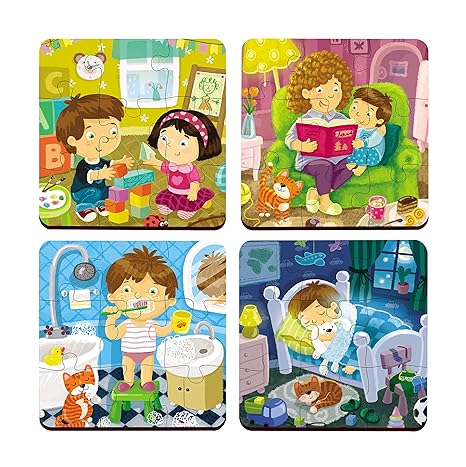 Webby 4 in 1 Everyday Life Wooden Puzzle Toy 36 Pcs Baby