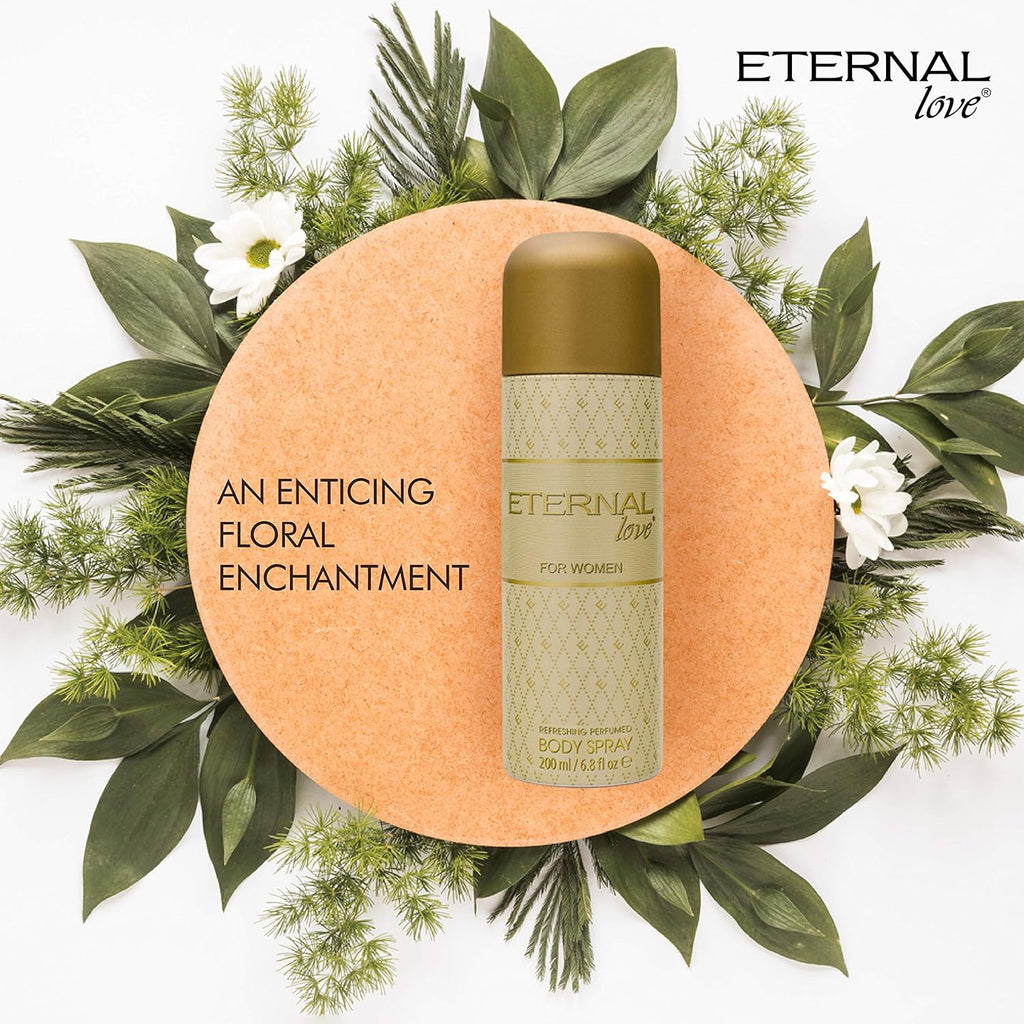 Eternal Love - Body Spray for Women | Long-Lasting | Fresh & Enchanting Signature | Travel-Friendly Grooming Essential | Peach, Mandarin, & Amber Fragrance | All-Day Freshness | 200ml