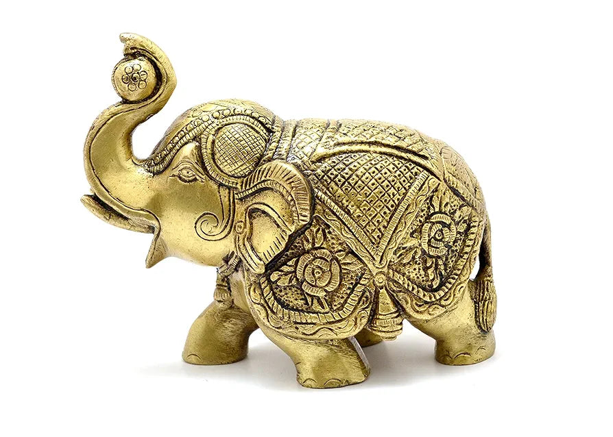 Two Moustaches Maharaja Elephant Design Brass Showpiece