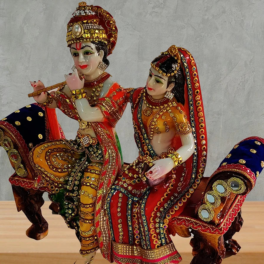 Alila Radha Krishna Ji Idol Murti Figurine Pooja Room Gift Items for Mandir Temple Home Office