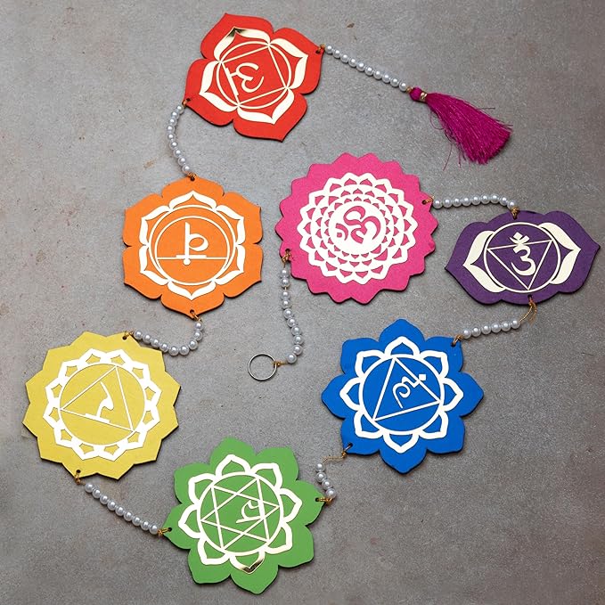 Solobolo Engineered Wood Seven Chakra Wall Hanging Decor, Perfect Mandir & Home Decoration Item