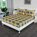 Kuber Industries Double Bedsheet Premium Cotton 120 TC Bedsheet with 2 Pillow Covers for Living Room and Bedroom Green & Orange